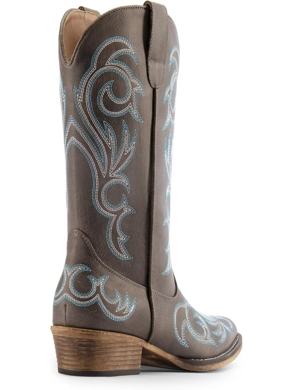 DREAM PAIRS Women's Brown Cowboy Boots Mid Calf Cowgirl Boots Square Toe Boots - Picture 6 of 6